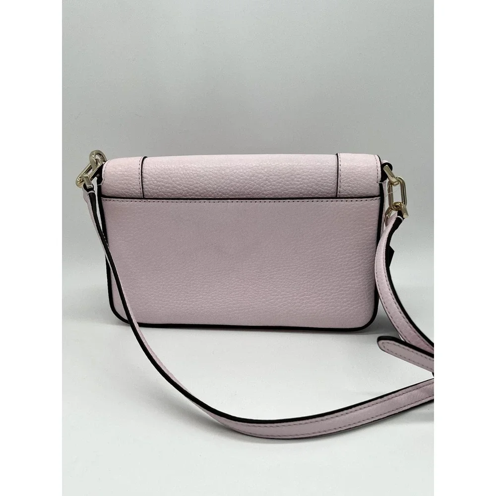 NWT Kate Spade Leno Poweder Pink Small Flip Crossbody Pebbled Leather Pocketbook